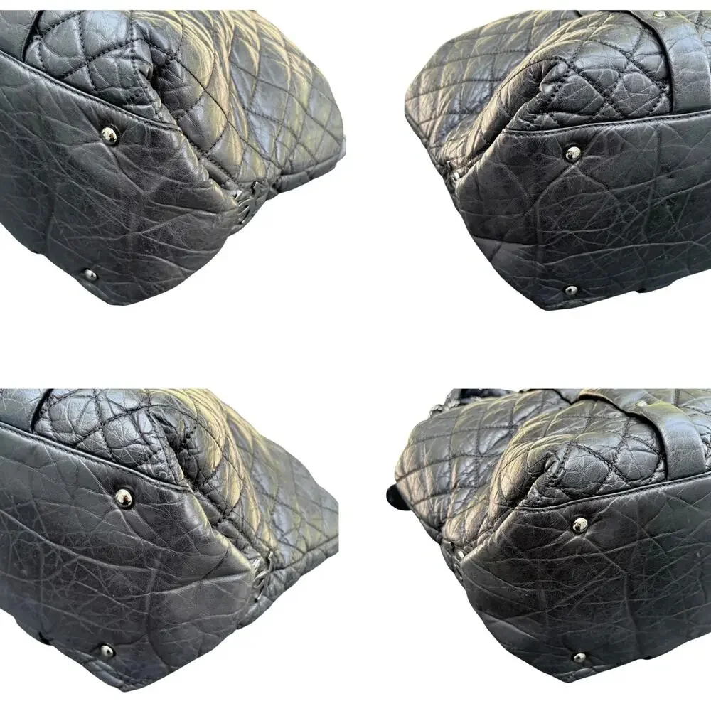 Chanel Lady Braid Black Aged Calfskin Quilted Duffel Tote Braided Chain w/ COA
